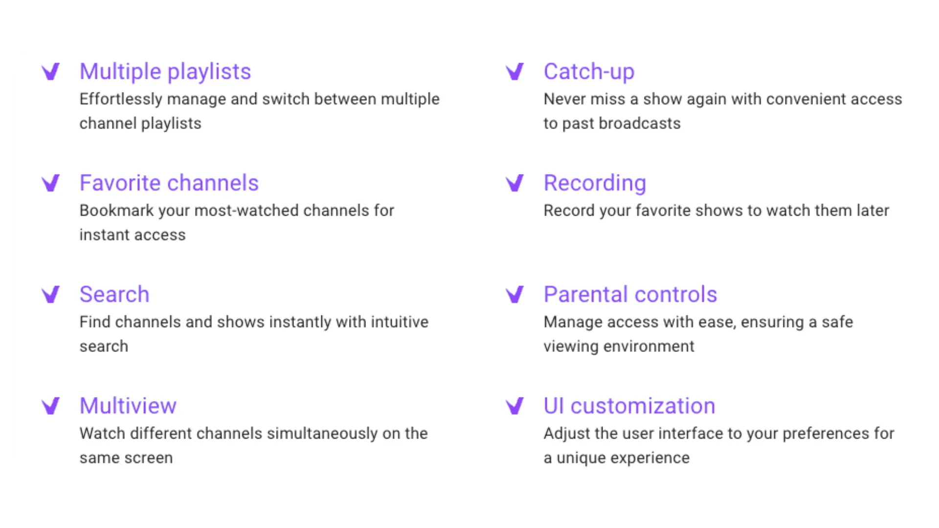 Illustration of a FireStick streaming device with the TiviMate IPTV app, showing features like playlists, EPG, and multi-view on a smart TV.