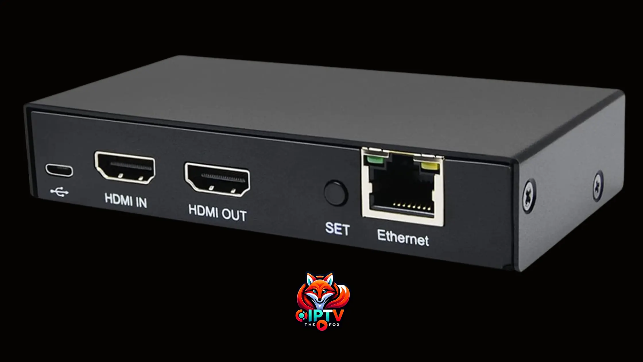 DDMALL HEV-10 HDMI Encoder – Compact USB-powered H.265 IPTV streaming device with HDMI input/output and Ethernet for mobile broadcasting.