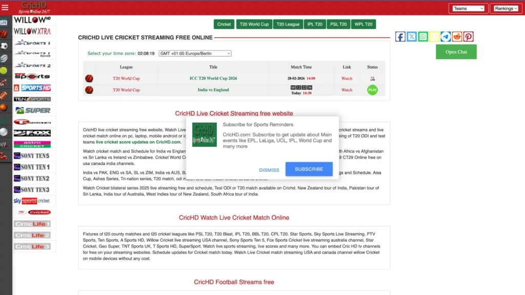 CricHD – Best for Cricket and International Sports - by IPTV THE FOX