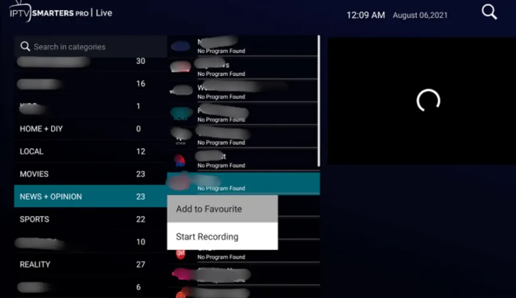 IPTV Smarters pro Recording Features