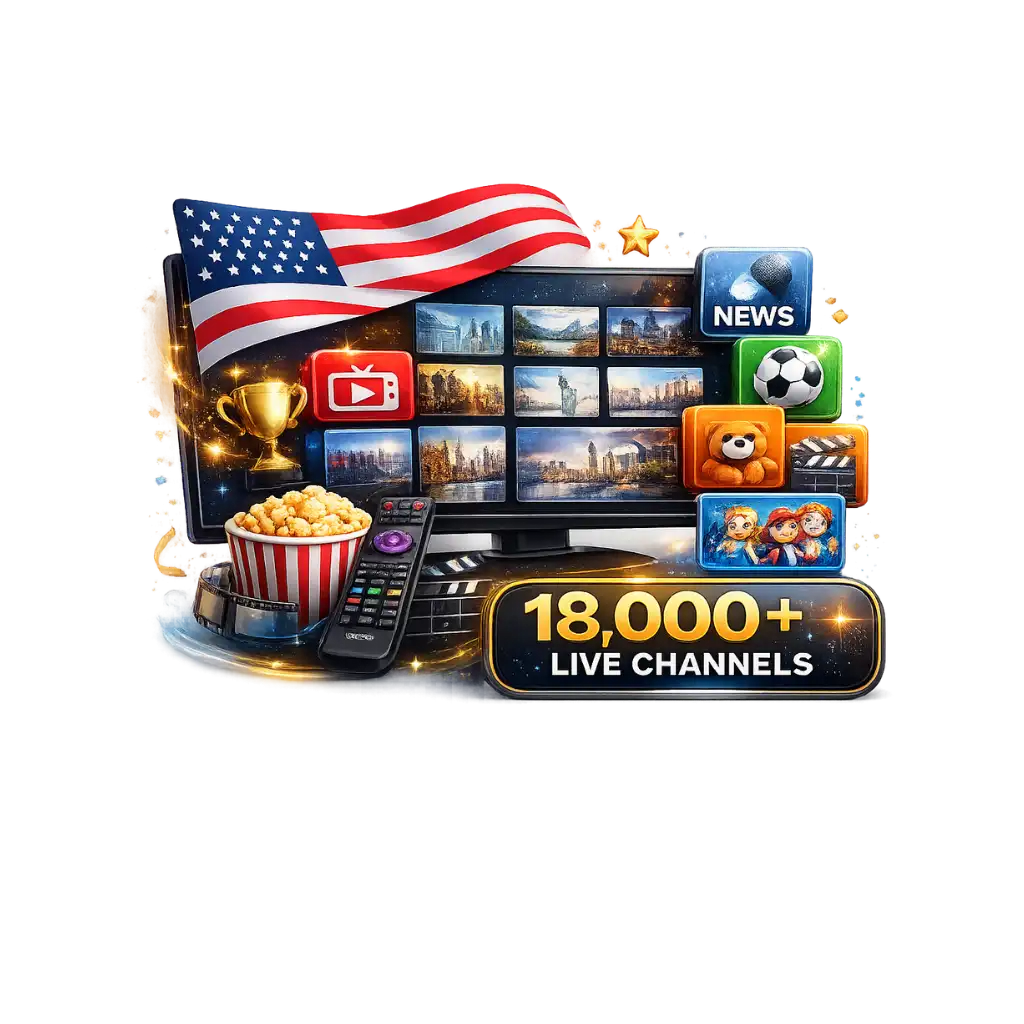 Complete IPTV channel lineup — USA channels, international TV, sports, news, kids, movies and entertainment