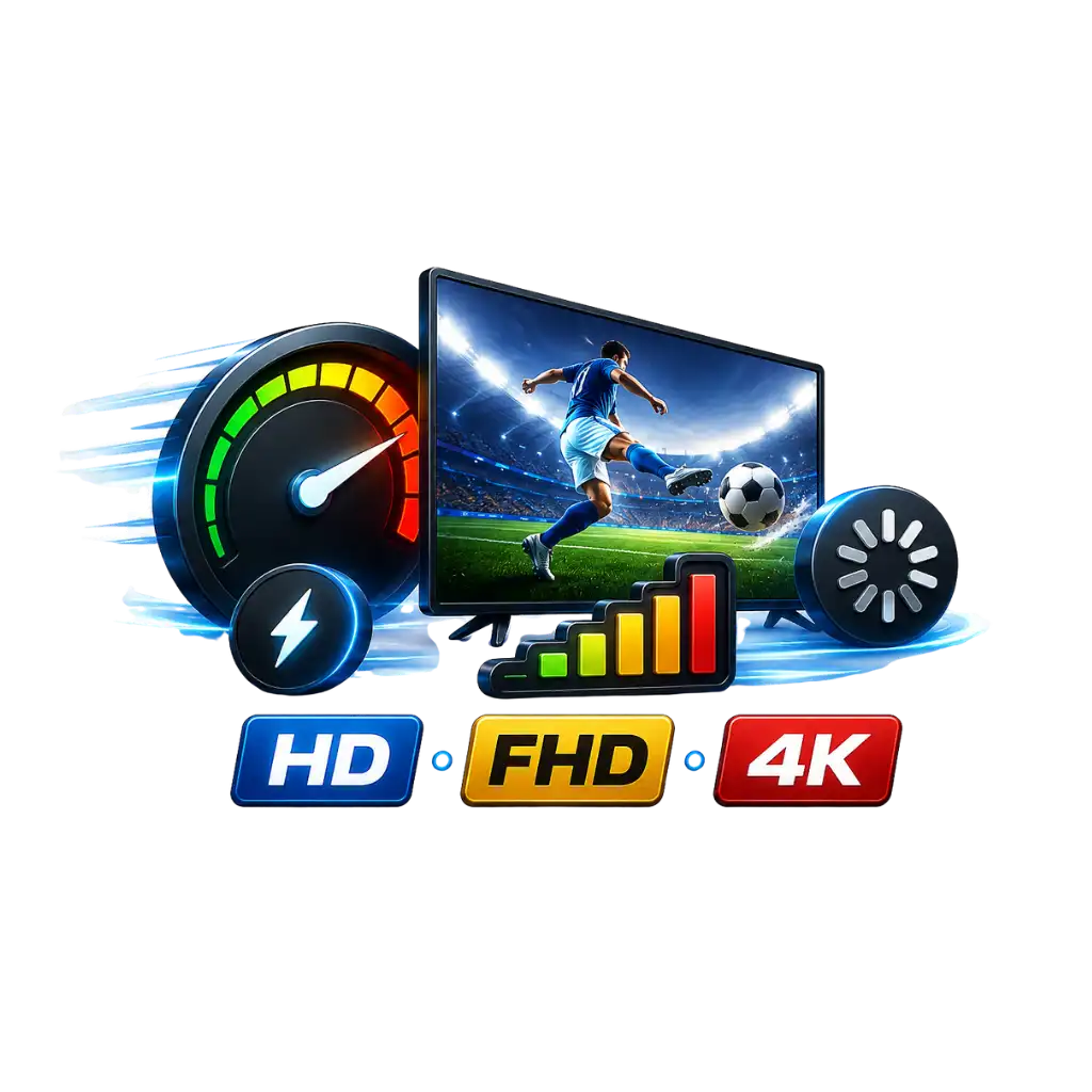 Real IPTV streaming performance — HD, Full HD, 4K, fast channel switching and stable streaming